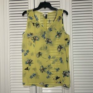 Maurices yellow floral sheer sleeveless top size large